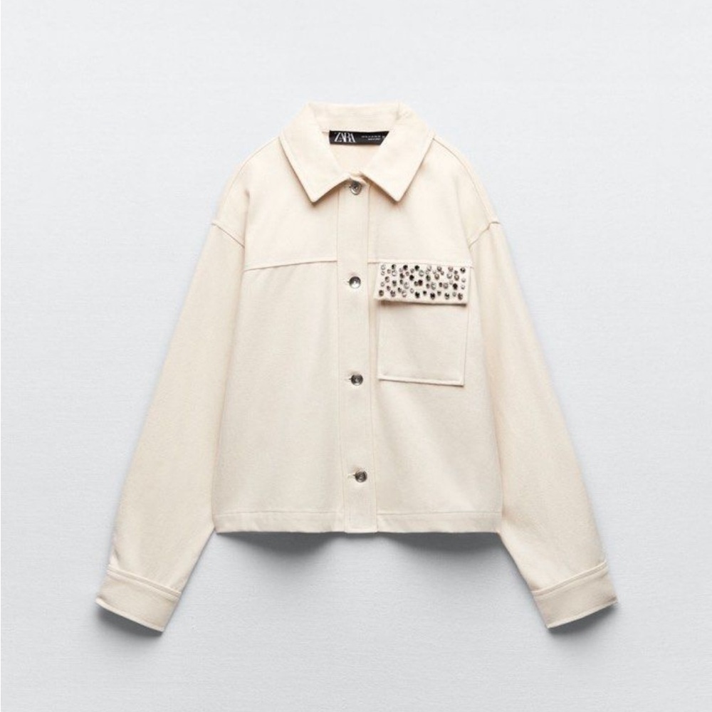 π Zara Rhinestone Pocket Cropped Jacket - Picture 4 of 10